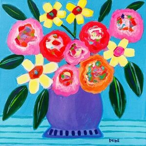 Original Painting Abstract Collectible Flowers 12" x 12" Canvas One-of-a-Kind